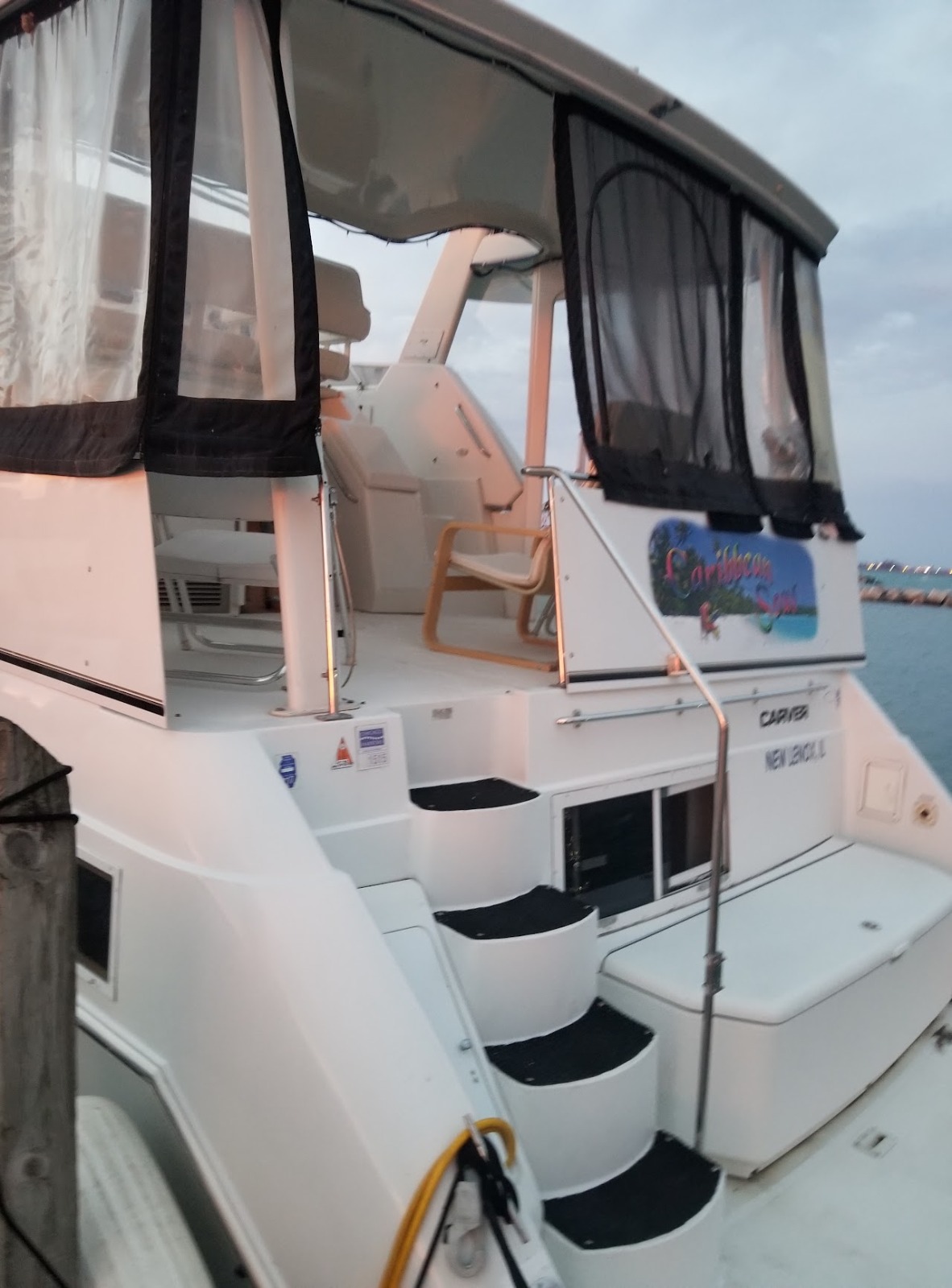 Yacht aft boarding deck stairs
