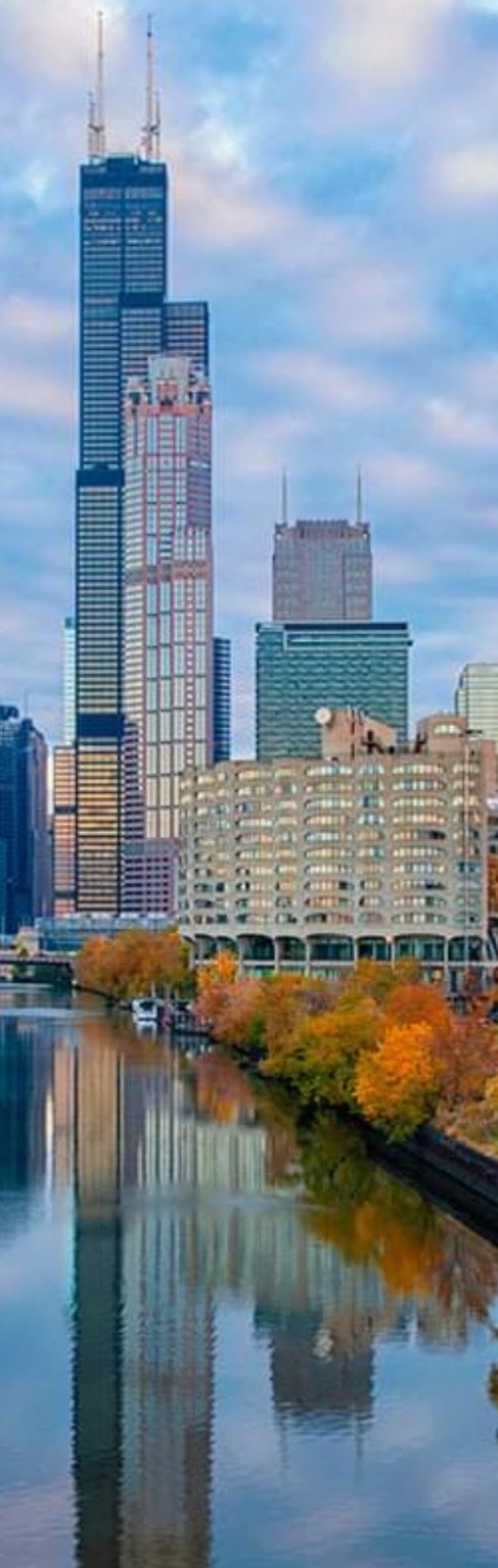 Chicago river autumn reflections